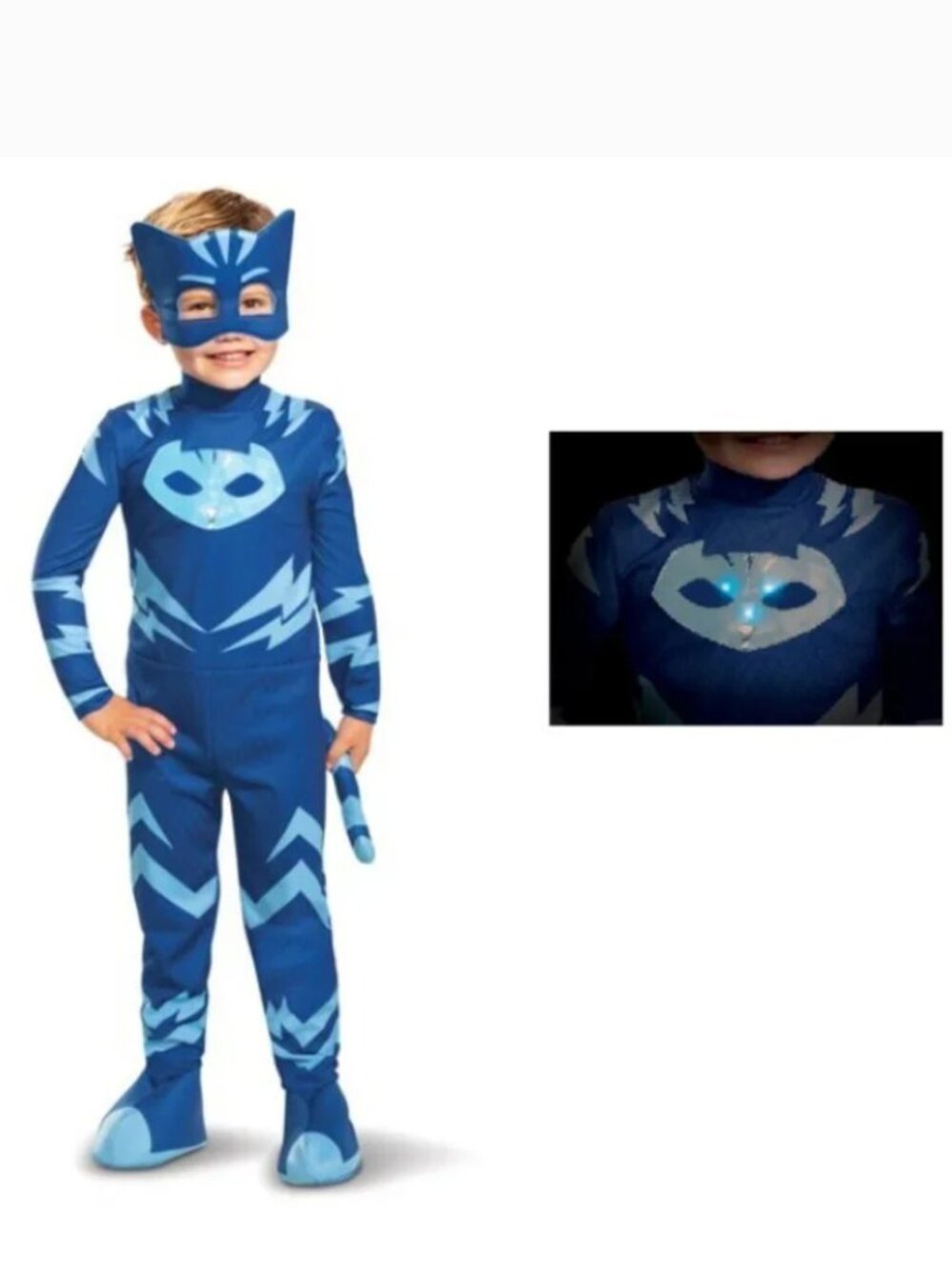 PJ Masks Catboy Light Up Halloween Costume 3T/4T Jumpsuit 3 Pc Toddler Boys